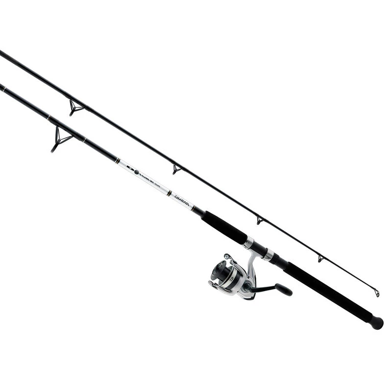 DAIWA 10' D-Wave Black & White, Fiberglass Spinning Combo